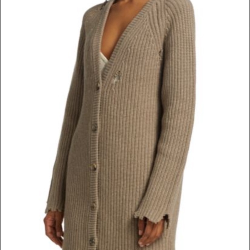 Khaite Rory distressed cardigan 100% cashmere